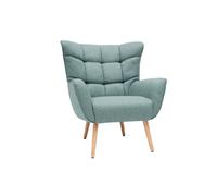 Miliboo - Fauteuil scandinave en tissu vert de gris et bois clair AVERY