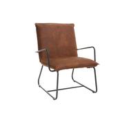 Miliboo - Fauteuil vintage marron et métal noir MERCY