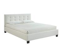 Lit 160 x 200 en tissu capitonné MARQUISE - Blanc