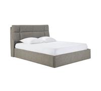 Lit coffre 2 places 160x200 cm en tissu texturé taupe HONO