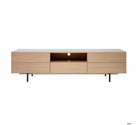 Miliboo - Meuble TV design avec rangements finition bois clair chêne et métal noir L180 cm ALASKA