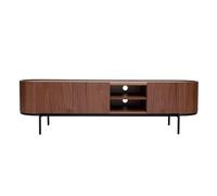 Miliboo Meuble TV Design Bois foncé Noyer et métal Noir avec rangements L180 cm Skye