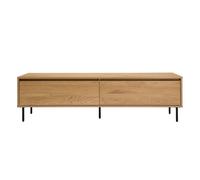 Meuble TV finition bois clair chêne 2 tiroirs L160 cm ARAGON