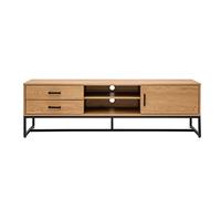 Miliboo Meuble TV Finition Bois Clair chêne et métal Noir L160 cm Lovato