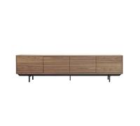 Miliboo Meuble TV Vintage Bois foncé Noyer et métal Noir L200 cm Manny