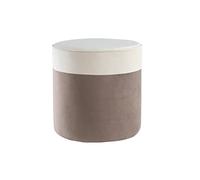 Miliboo Pouf Design Bicolore en Tissu Velours Blanc crème et Taupe D40 cm Daisy