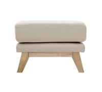 Miliboo Pouf Repose-Pieds déhoussable scandinave en Tissu Beige et Bois Clair Oslo