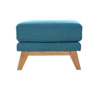 Miliboo Pouf Repose-Pieds déhoussable scandinave en Tissu Bleu Canard et Bois Clair Oslo
