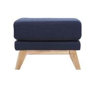 Miliboo - Pouf repose-pieds déhoussable scandinave en tissu bleu foncé et bois clair OSLO