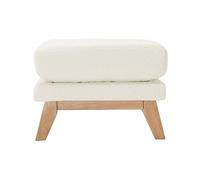 Miliboo Pouf Repose-Pieds déhoussable scandinave en Tissu Effet Laine bou Blanc cassé et Bois Clair Oslo