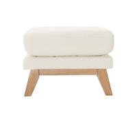 Miliboo - Pouf repose-pieds déhoussable scandinave en tissu effet laine bouclée blanc cassé et bois clair OSLO