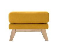 Miliboo Pouf Repose-Pieds déhoussable scandinave en Tissu Effet Velours Jaune Moutarde et Bois Clair Oslo