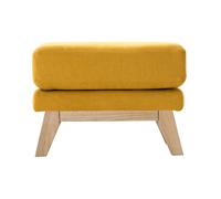 Miliboo - Pouf repose-pieds déhoussable scandinave en tissu effet velours jaune moutarde et bois clair OSLO