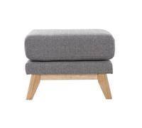 Miliboo - Pouf repose-pieds déhoussable scandinave en tissu gris clair et bois clair OSLO