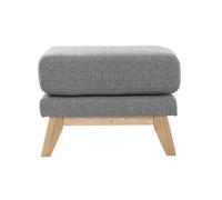 Miliboo Pouf Repose-Pieds déhoussable scandinave en Tissu Gris Clair et Bois Clair Oslo