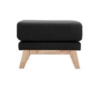 Miliboo Pouf Repose-Pieds déhoussable scandinave en Tissu Gris foncé et Bois Clair Oslo