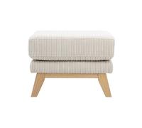Pouf repose-pieds déhoussable scandinave en tissu velours côtelé beige et bois clair OSLO