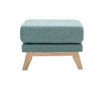 Miliboo - Pouf repose-pieds déhoussable scandinave en tissu vert de gris et bois clair OSLO