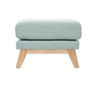 Pouf repose-pieds déhoussable scandinave en tissu vert lagon et bois clair OSLO