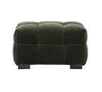 Pouf repose-pieds design en tissu effet velours vert kaki CORTO