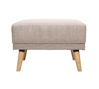 Pouf repose-pieds scandinave en tissu beige et bois clair ULLA