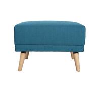 Miliboo - Pouf repose-pieds scandinave en tissu bleu canard et bois clair ULLA