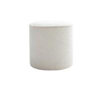 Miliboo Pouf Rond en Tissu Effet Laine bouclée Blanc D40 cm Paul