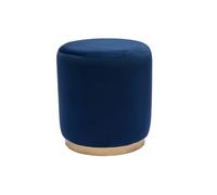 Miliboo Pouf Rond en Velours Bleu Marine et métal doré D40 cm Amaya
