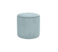 Miliboo Pouf Rond en Velours côtelé Bleu grisé D40 cm Paul