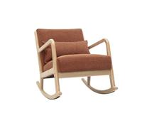 Miliboo Rocking Chair scandinave en Tissu Effet Velours Terre brûlée et Bois Clair Massif Derry