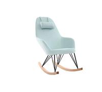 Rocking chair scandinave en tissu menthe à l'eau, métal noir et bois clair JHENE - L67xP108xA107