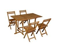 Set d'une table extensible avec rangements et de 4 chaises pliantes en bois massif CARMEN
