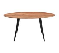 Table à manger ovale en bois massif et métal noir L160 cm OBALI