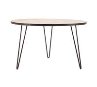 Table à manger ronde industrielle bois manguier massif et métal D125 cm ATELIER - L125xP125xH75