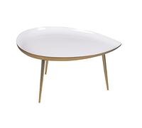 Miliboo Table Basse Design en Acier laqué Blanc et doré L80 cm Drop