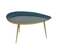 Miliboo - Table basse design en acier laqué bleu canard et doré L80 cm DROP