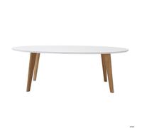 Table basse ovale scandinave blanc et bois clair chêne L120 cm EKKA
