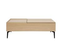 Table basse relevable rectangulaire en bois clair finition chêne et métal noir L103 cm SEDA