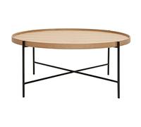Table basse ronde bois clair et métal noir D90 cm BASSY