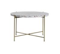 Table basse ronde design en terrazzo et métal doré D55 cm MEZZO