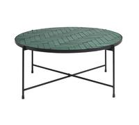 Miliboo - Table basse ronde en céramique vert foncé et métal noir D80.5 cm KOTTA