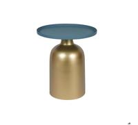 Table d'appoint design ronde en métal doré et plateau bleu pétrole mat RAMSES
