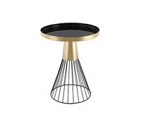 Miliboo Table d'appoint Ronde en Acier laqué Noir et doré D41 cm Spleen