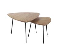 Tables basses gigognes bois massif et métal noir (lot de 2) STONES