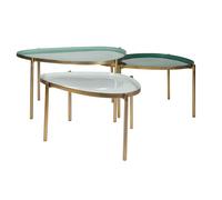 Miliboo - Tables basses gigognes laquées vert-cyan et vert (lot de 3) ZURIA