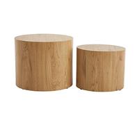 Miliboo Tables Basses gigognes ovales scandinaves Bois Clair Finition chêne (Lot de 2) Woody