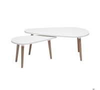 Tables basses gigognes scandinaves blanc et bois clair chêne massif (lot de 2) ARTIK