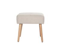Miliboo Tabouret Bas en Tissu Effet Velours texturé Beige et Bois Clair Massif H46 cm GUESTA