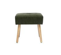 Miliboo Tabouret Bas en Tissu Effet Velours Vert Kaki et Bois Clair Massif H46 cm GUESTA