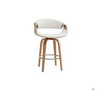 Tabouret de bar design blanc et bois clair 68 cm ARAMIS
